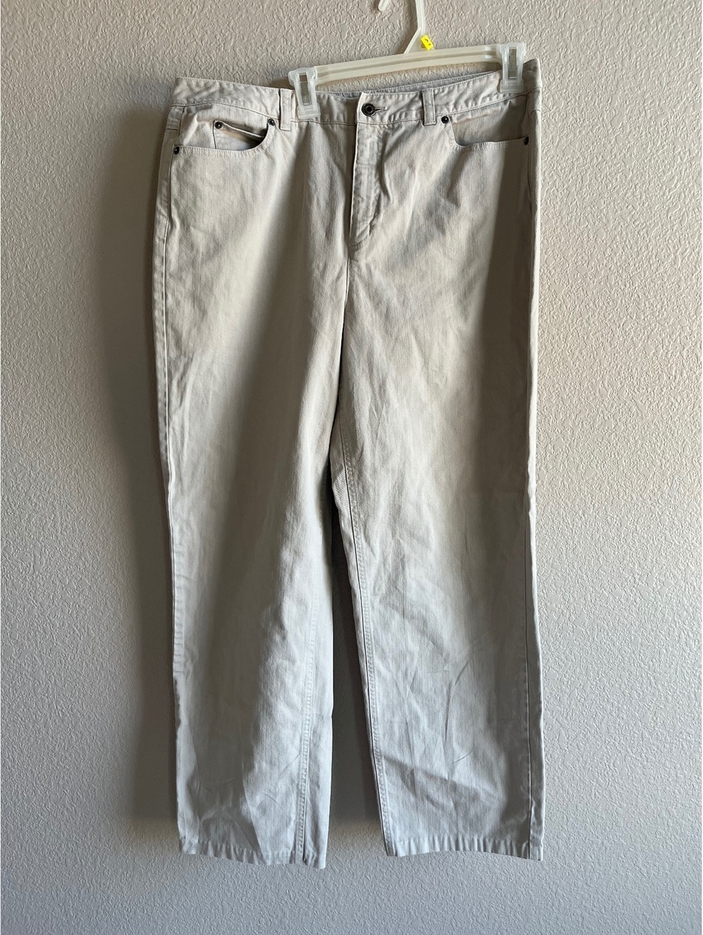 Talbots Women's Beige Cotton Twill Pants Size 16 Straight Leg